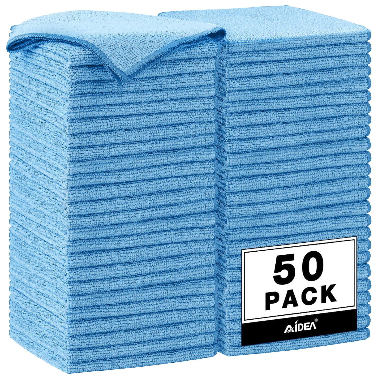 Paño De Limpieza Aidea De Microfibra, 12 X 12 Pulgadas, 50 Unidades, Azul