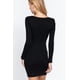 thumbnail image 4 of Vestido Mini de Canalé con Escote en V y Manga Larga, 4 of 5