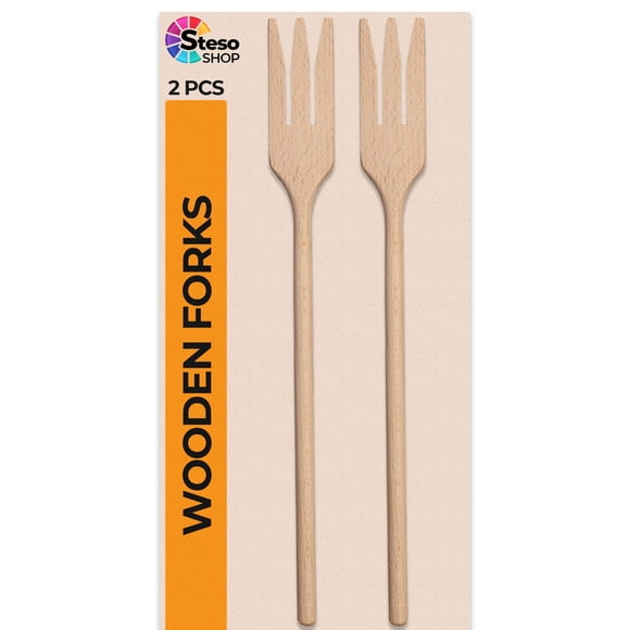Tenedor de Madera StesoSHOP 30 cm – Pack de 2