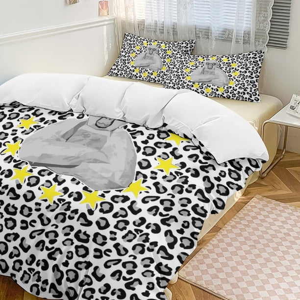 White Leopard Gorilla Tag Comforter Set Soft 3 Pcs Twin Bedding Sets Thicken for All Season