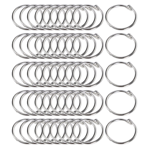 Anillos de Carpeta de Hojas Sueltas de 1 Pulgada (Paquete de 50), Anillos de Carpeta de Acero Niquelado, Anillos de Llavero, Anillos de Libro de Metal, Plateado, para Oficina en Casa