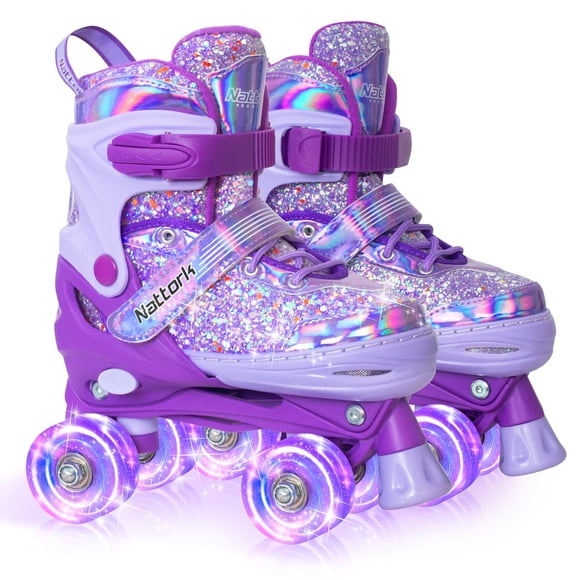 Patines Nattork Para Niños Ajustables 4 Tamaños Con Luz