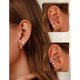 thumbnail image 2 of Set de aros pequeños dorados para mujer, chapados en oro de 14 quilates con circonita cúbica, 2 of 3