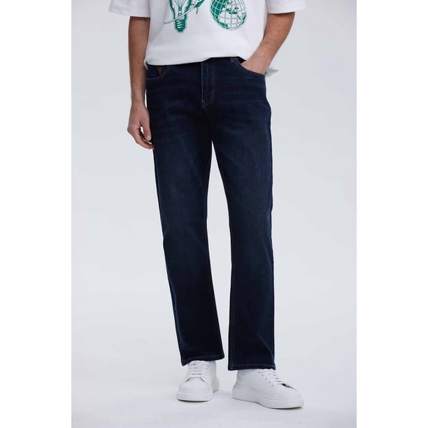 Jeans Hombre Recto Focalizado Azul Oscuro