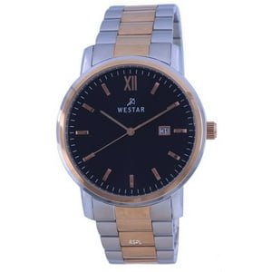 Reloj Westar Black Dial Two Tone Stainless Steel Quartz 50245 Spn 603 Men'S Watch
