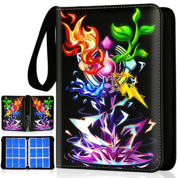 Carpeta para cartas coleccionables Minkeytal de 9 bolsillos con 50 fundas, morada