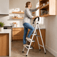 thumbnail image 2 of Escalera Eoland 4 Peldaños Plegable Metálica Tipo Tijera Peldaño Antideslizante Multipropósito Hogar Oficina Taller Uso Doméstico Blanco, 2 of 6