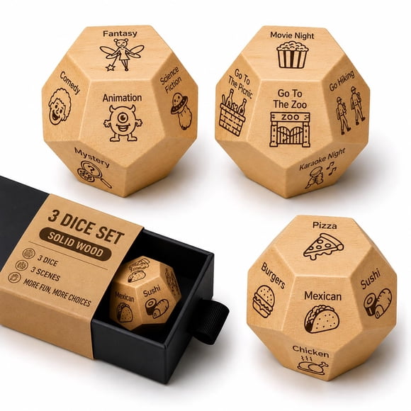 Dados de juego DMEODG Noche de cita 3 en 1 de madera