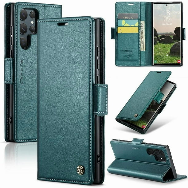 CaseMe tipo cartera Samsung Galaxy S24 Ultra con cierre magnético, RFID, tarjetero, soporte, carga inalámbrica