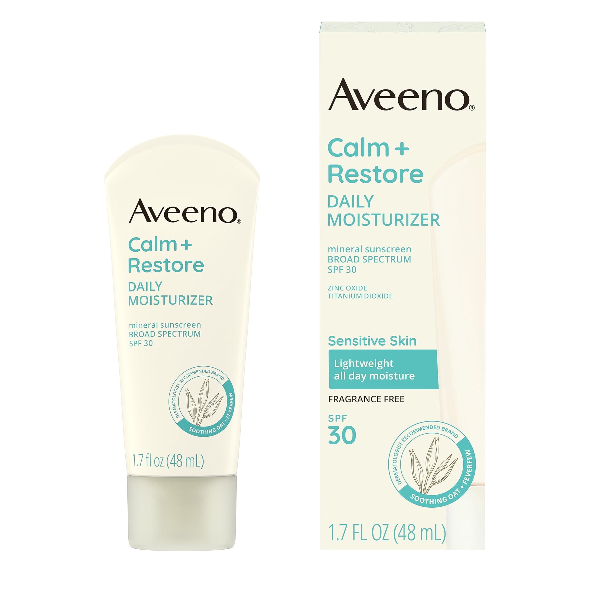 Crema Hidratante Aveeno Calm + Restore Spf 30 50 Ml Para Pieles Sensibles