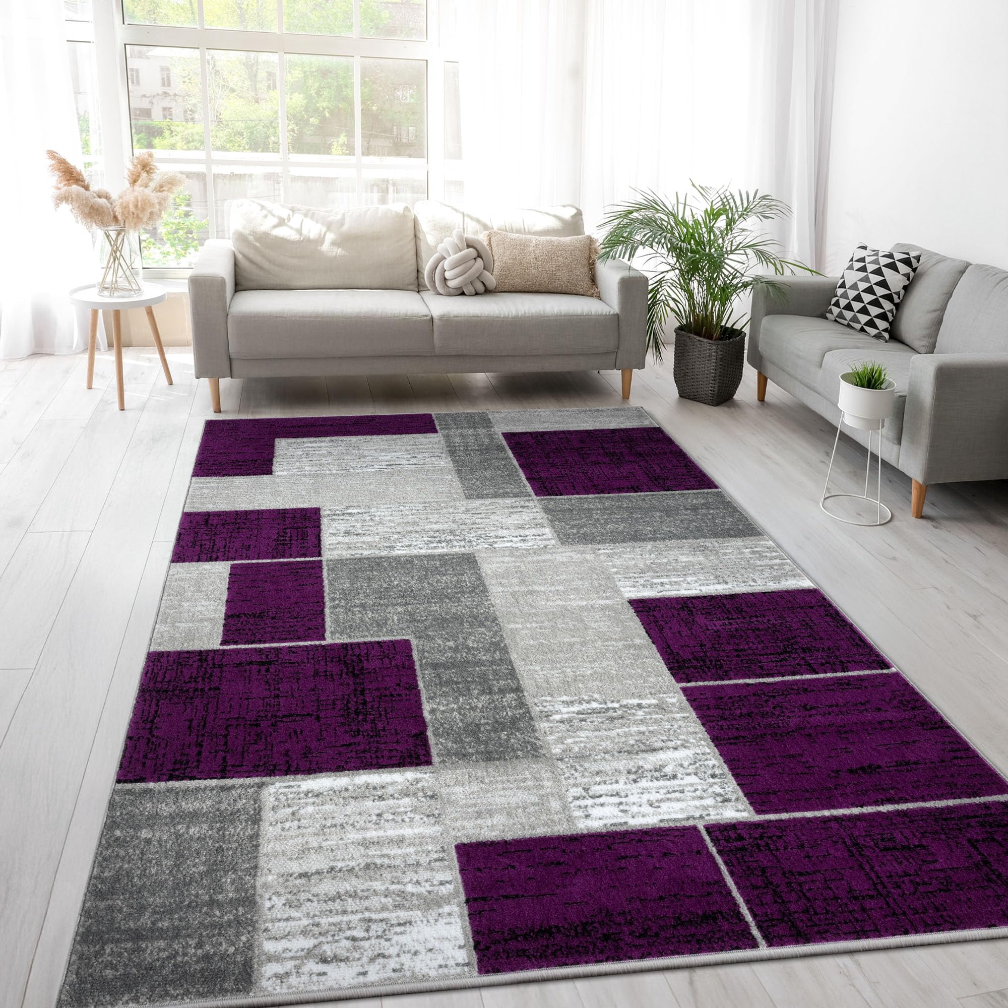 Alfombra L'baiet Verena Geométrica Morado Gris 60x90 Cm