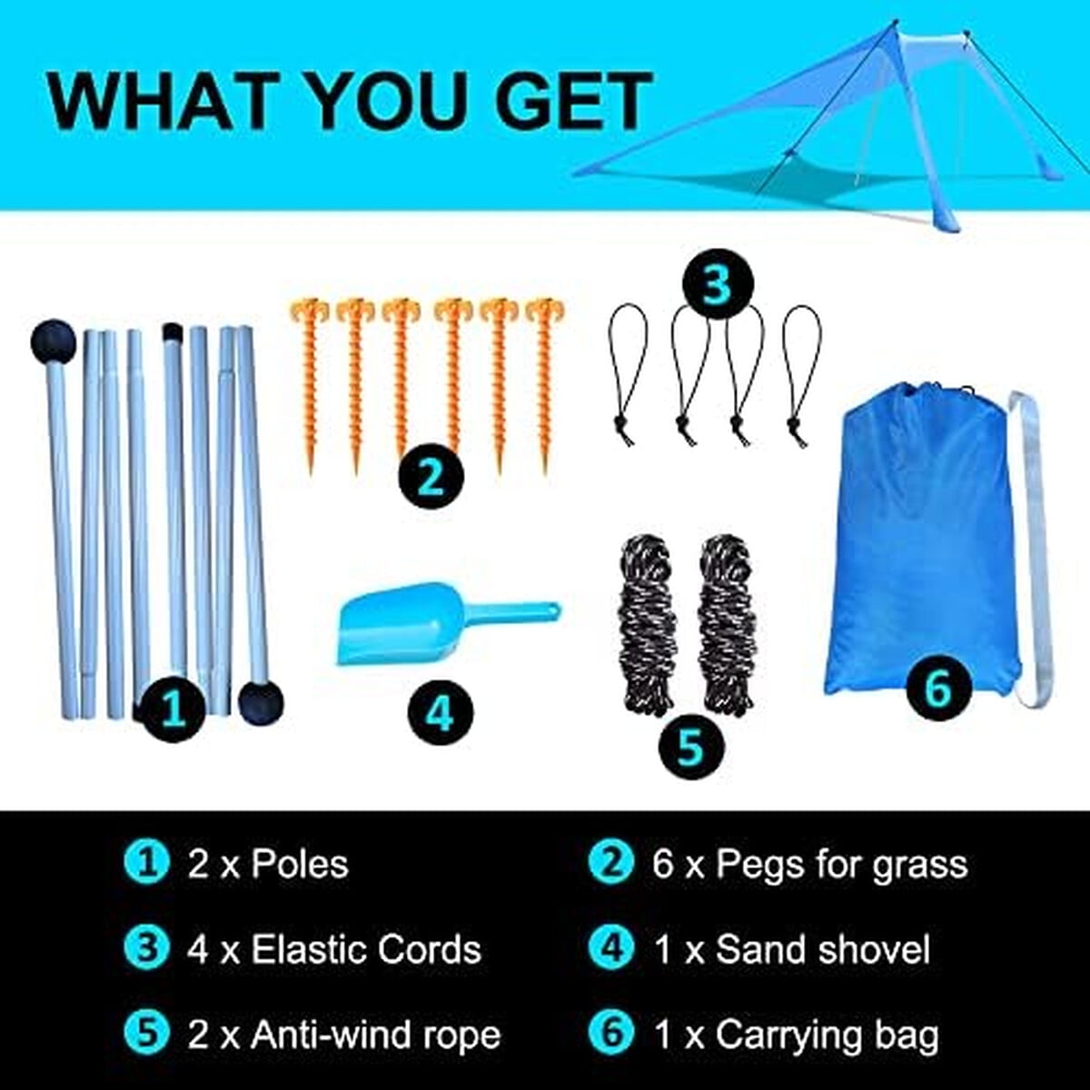 Toldo Playa Thereugokinexio 7.5x7.5ft Upf50 Uv Azul