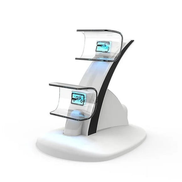 Estación de carga Dual Controllers compatible con el mando PS5 con puerto Type-C Dock Cradle Stand para PlayStation 5 Accesorios-Blanco