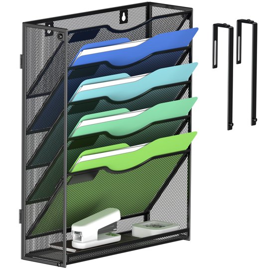 Organizador De Documentos Kuntine.b De 5 Compartimentos, Negro, Metal