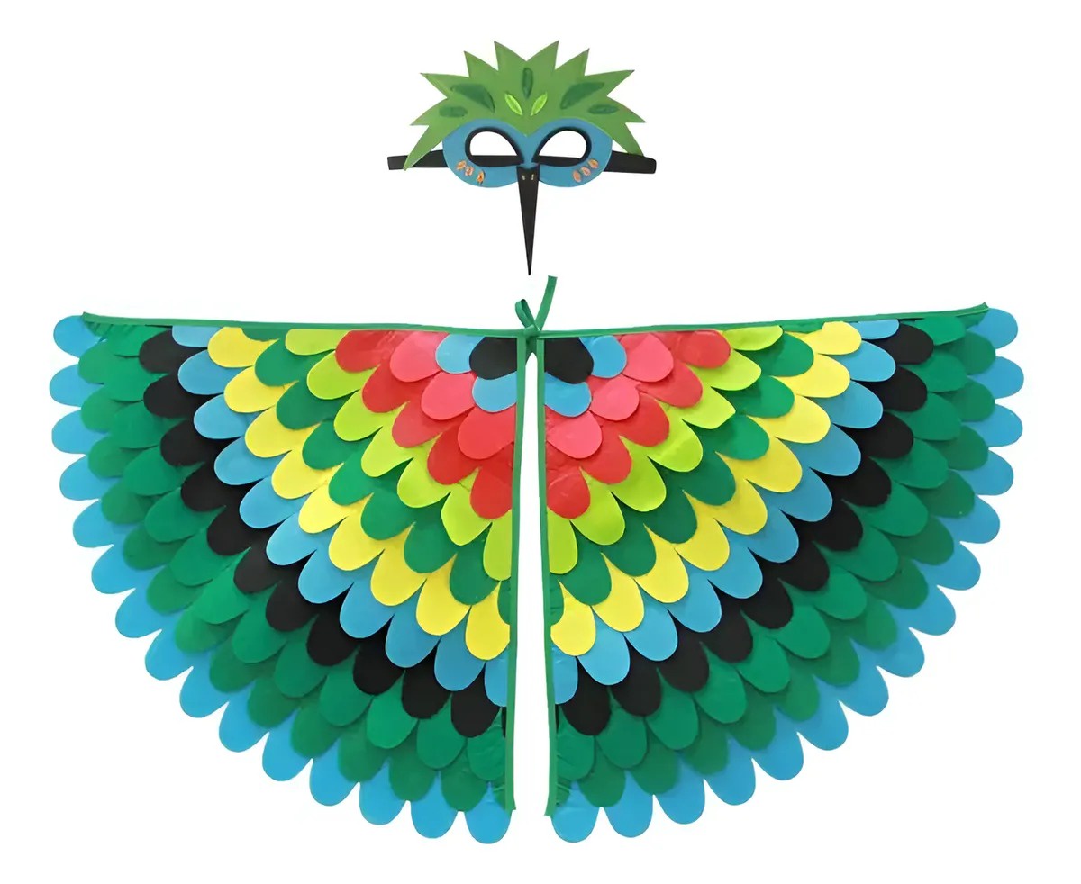 Genérica - Disfraz Infantil Cosplay Pajaro Ave Verde Niños Juegos Rol