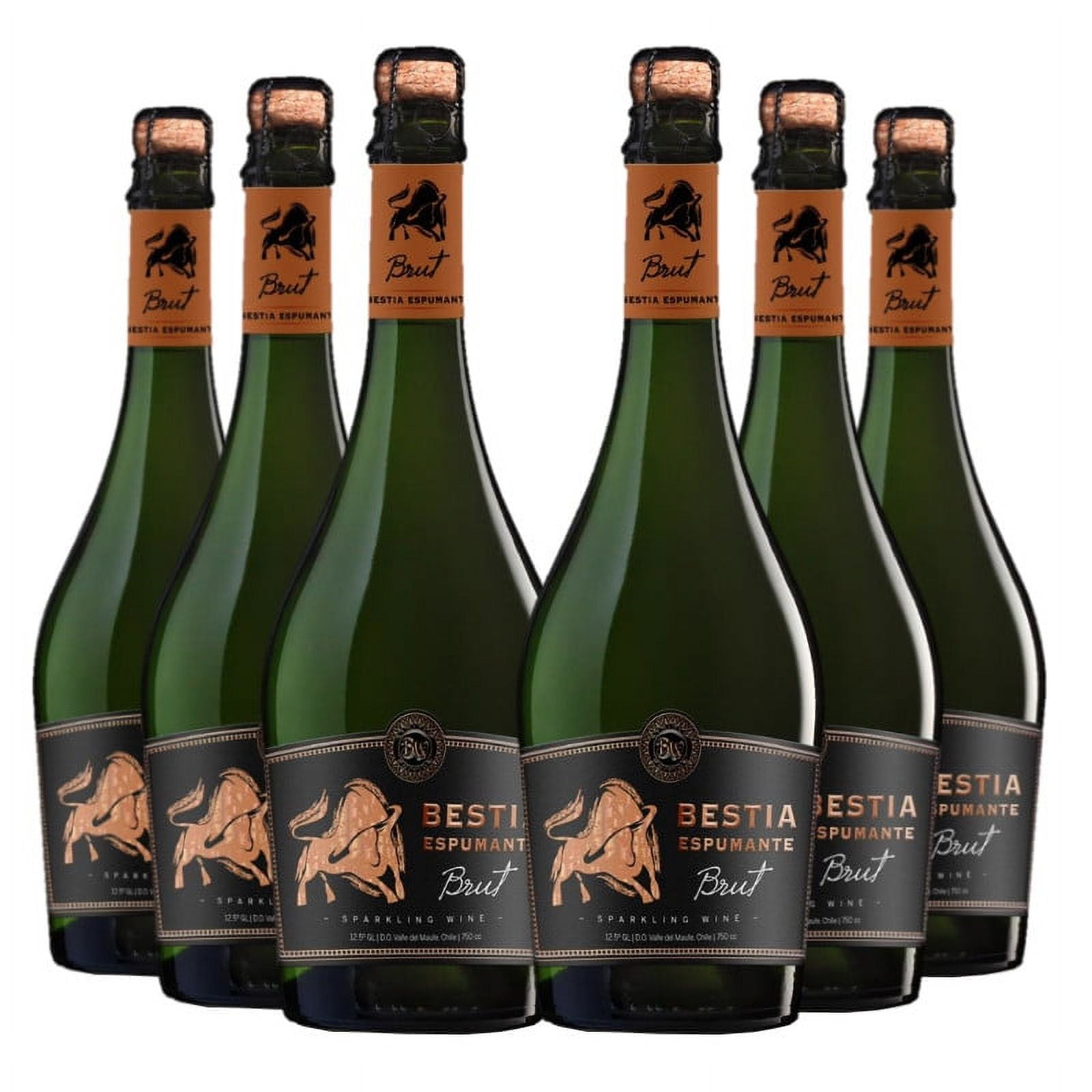 6 Espumantes Bestia Negra Brut, 750 Ml, 12.5%