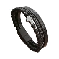 Magideal - Pulsera Decoración Pu Cuero Artesanía Pulsera Artesanía Negro