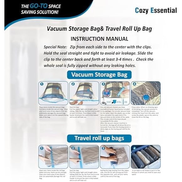 Bolsas Al Vacío Cozy Essential 20 Unidades Con Bomba Manual
