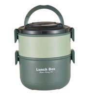 Magideal - Fiambrera Con Aislamiento, Contenedor De Almuerzo Portátil De Acero Inoxidable, Contenedor De Preparación De Comidas, Caja Bento Para Trabajo, Oficina Verde 2 Capas