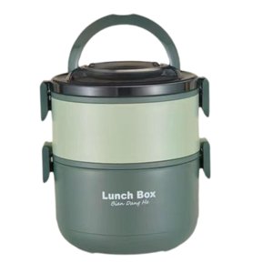 Magideal - Fiambrera Con Aislamiento, Contenedor De Almuerzo Portátil De Acero Inoxidable, Contenedor De Preparación De Comidas, Caja Bento Para Trabajo, Oficina Verde 2 Capas