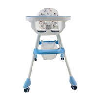 Babyluna - Silla De Comer Con Cinturón Y Ruedas Para Niños 2En1 Azul