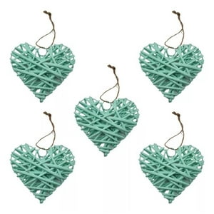 Genérico - Set 5 Corazon Mimbre Corazon Colgante Hogar Nordico Lau