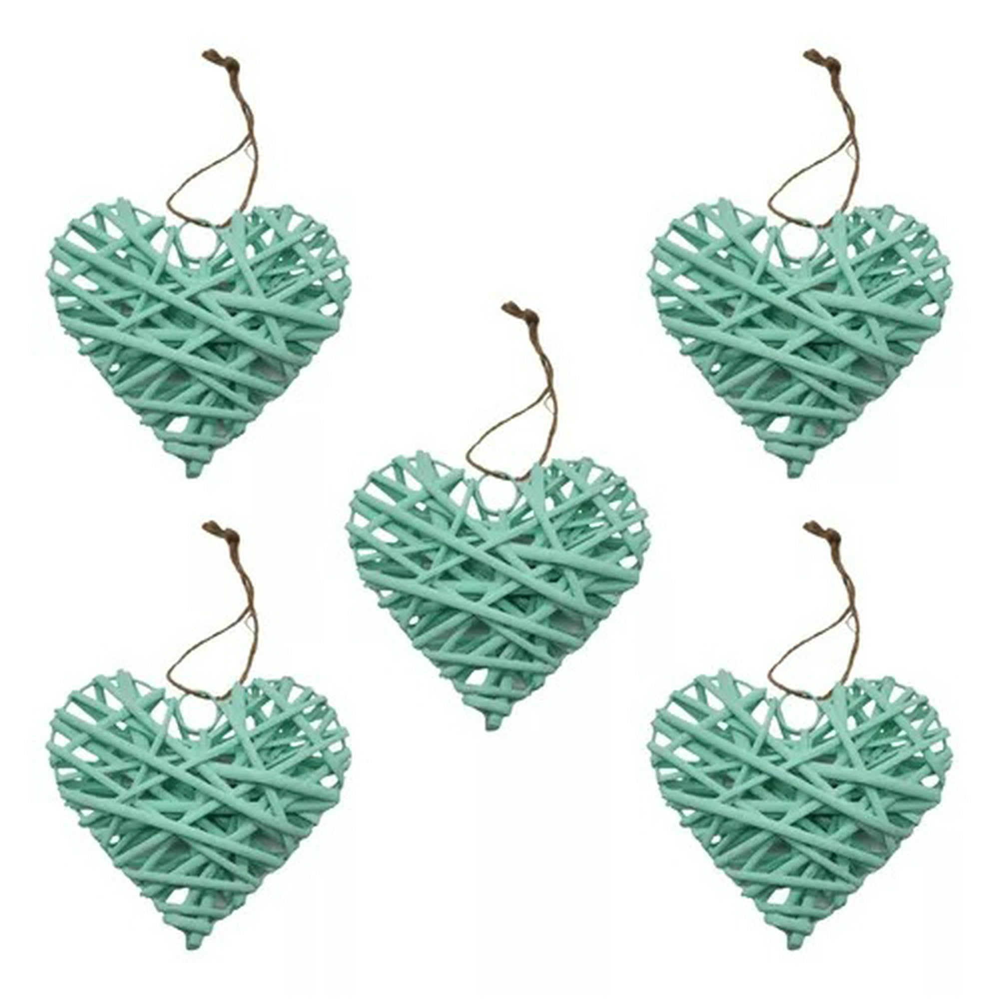 Genérico - Set 5 Corazon Mimbre Corazon Colgante Hogar Nordico Lau