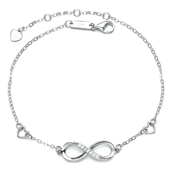 Genérico - Pulsera Amor Plata 925 Con Corazones Ajustable