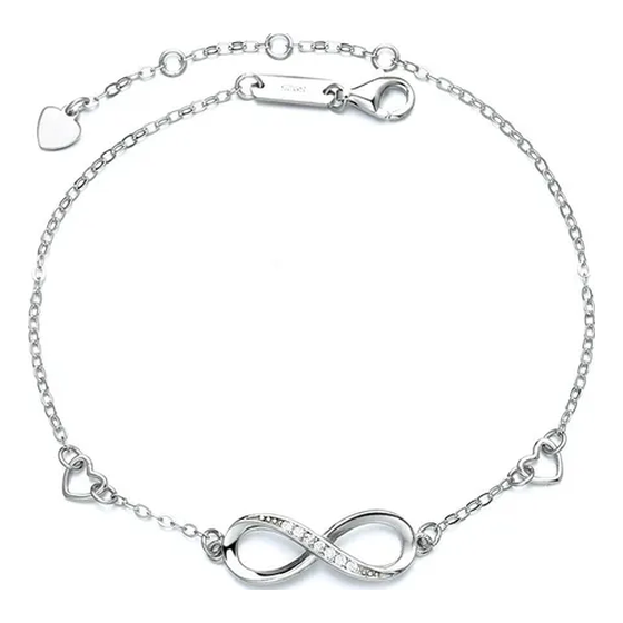 Genérico - Pulsera Amor Plata 925 Con Corazones Ajustable