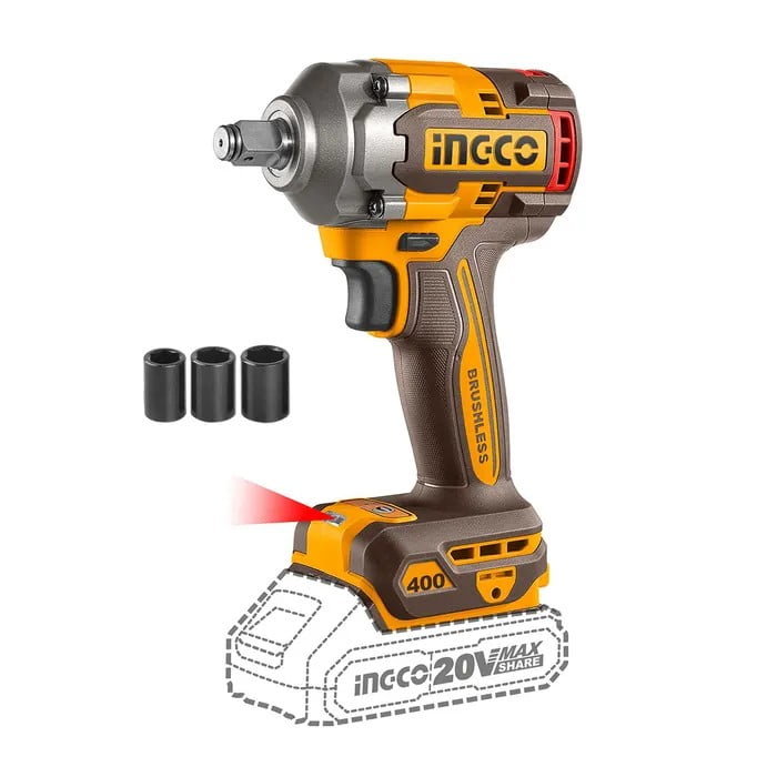 Pistola De Impacto Bl Ingco Inalambrica Industrial 1/2" 20v/400nm