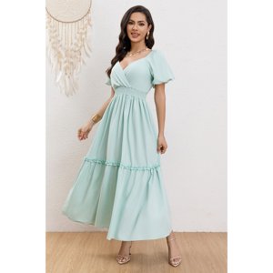 Likeshop - Vestido Largo Acampanado Mujer Manga Corta Cuello V 346