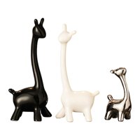 Magideal - Figuras De Jirafa Estatua De Jirafa De Cerámica Decoración De Mesa Centro De Mesa Moderno Creativo Para Escritorio Oficina Estantería Decoración De Do 3 Piezas