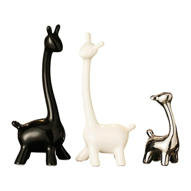 Figuras de jirafa Estatua de jirafa de cerámica Decoración de mesa Centro de mesa Moderno Creativo para escritorio Oficina Estantería Decoración de do 3 piezas