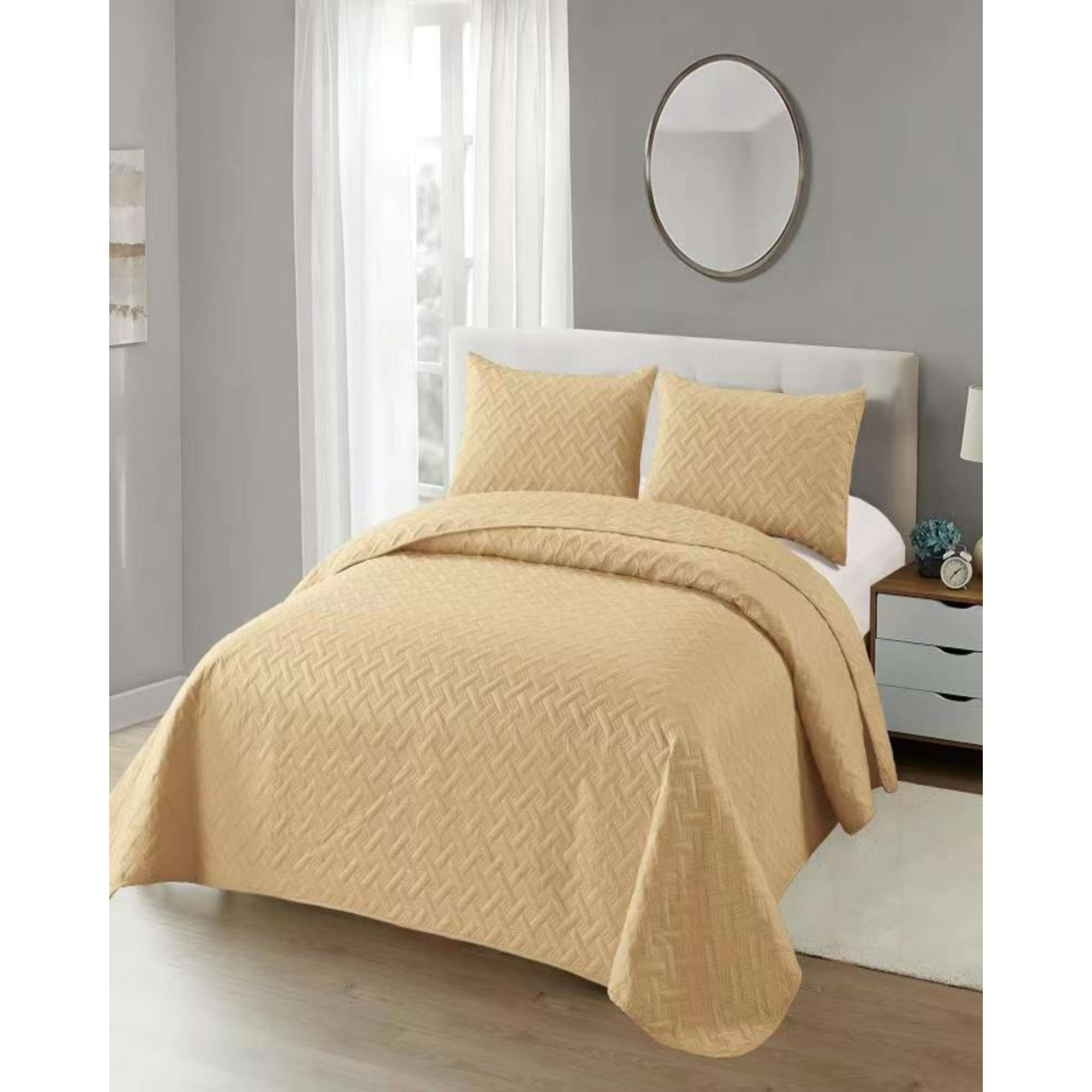 Genérico - Cubrecama Colchas Quilt De Verano King Beige