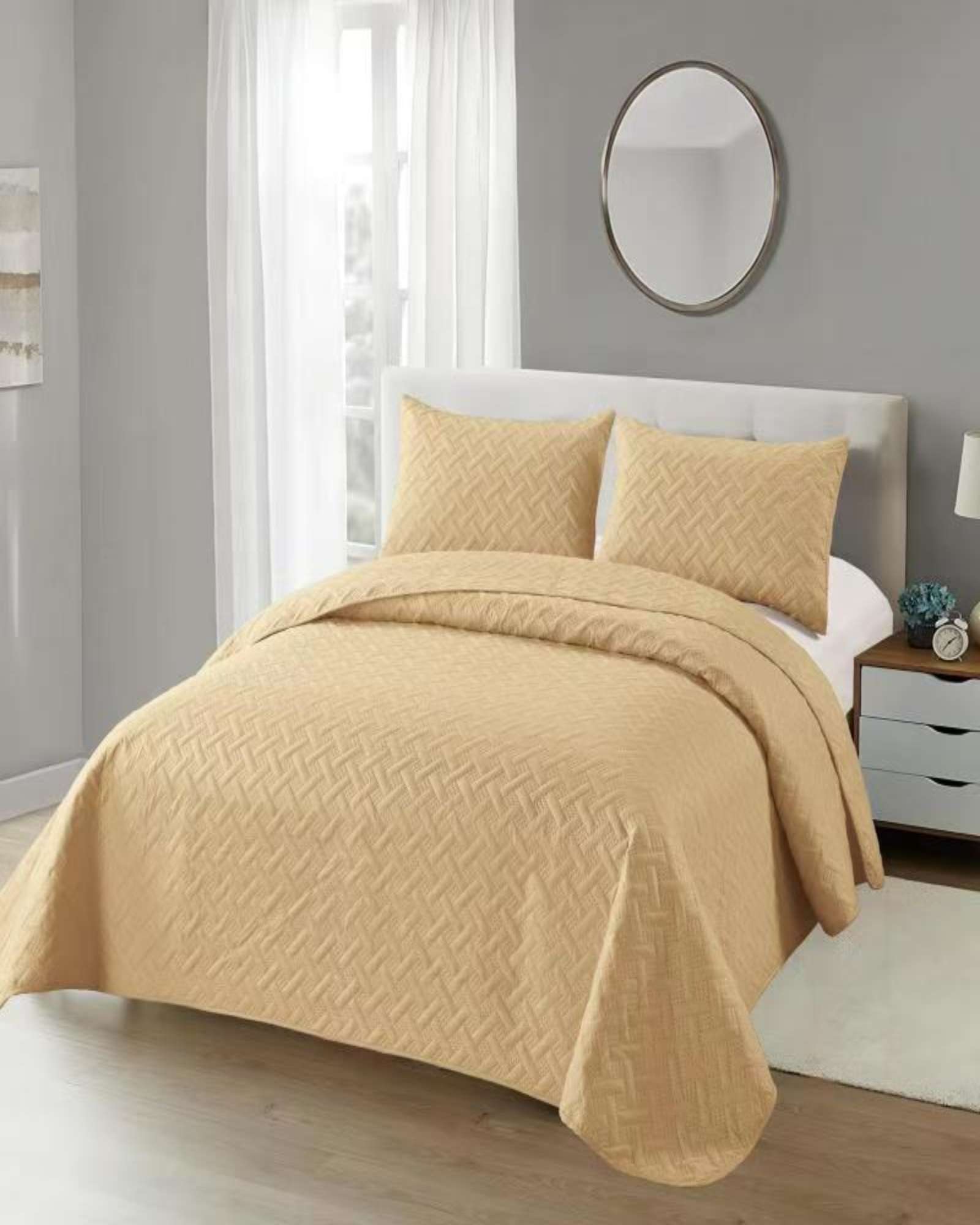 Genérico - Cubrecama Colchas Quilt De Verano 2 Plazas Beige