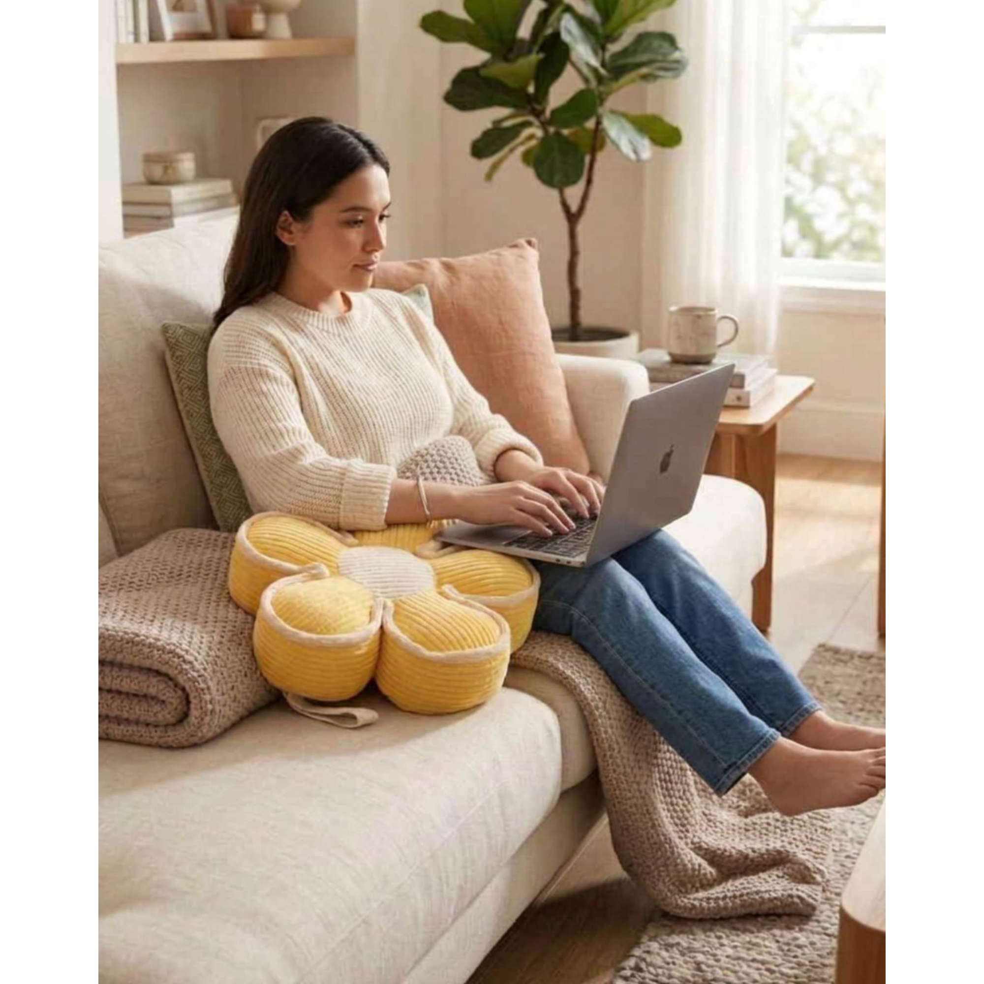 Todo Para El Hogar - Cojines De Flor Vintage Texturizado 50cm Para Sofá O Cama Pack De 2