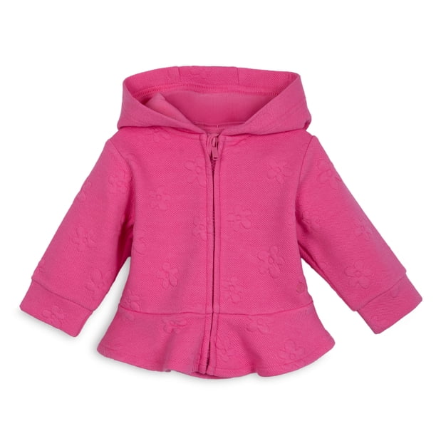 Polerón Bebé Niña con Cierre y Capucha Floral Fucsia Pillin