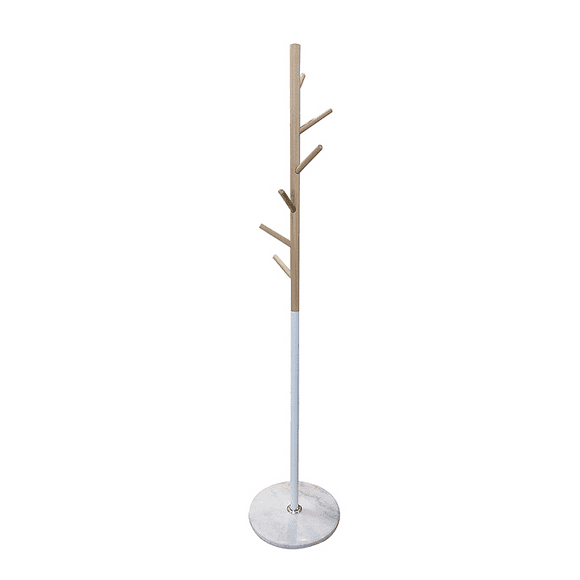 Perchero Madera Blanco Con Base Mármol