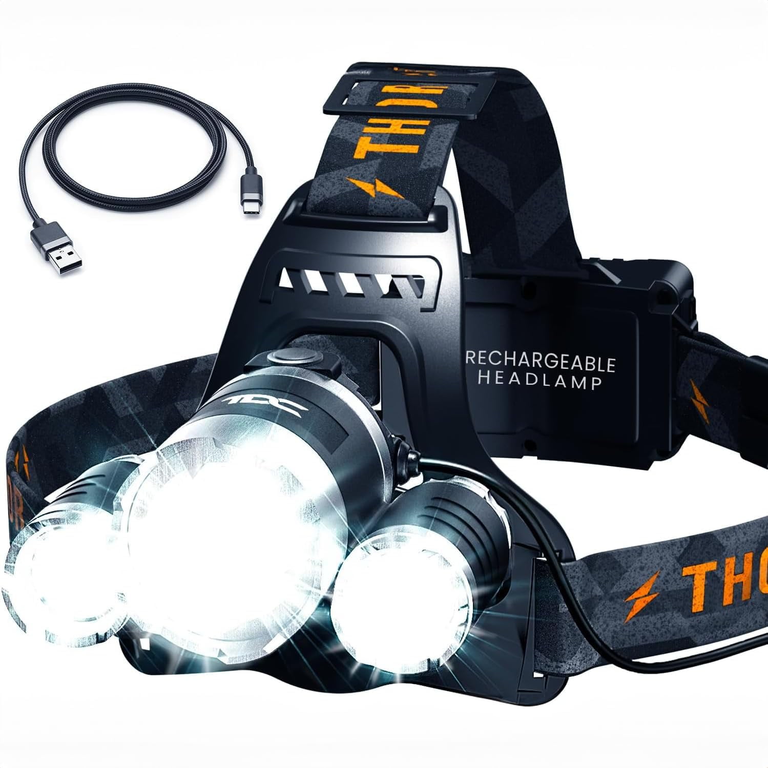 Linterna Frontal Tdc Thor Recargable Usb-c 1080 Lúmenes Resistente Al Agua