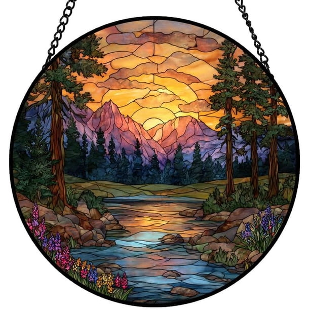 Colgante ventana vitral 20cm vibrante plantas maceta colorido atrapasol panel hogar jardín patio regalo mujer