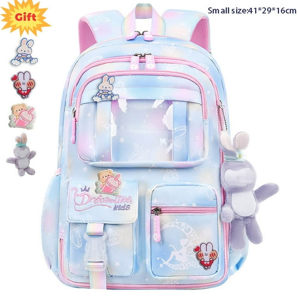 Waterproof Rainbow Schoolbag Student Girls Children's Princess Refrigerator Door Backpack Spine Protector Shoulder Bags Cute