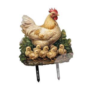 Bothyi - Letrero Plano 2D Con Diseño De Gallina Y Pollitos Para Jardín, Divertido Para Patio, Césped, Exterior E Interior.