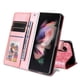 thumbnail image 3 of Funda tipo cartera FOXDOCK para Samsung Galaxy Z Fold 3 , diseño girasol en relieve, cuero PU, cierre magnético, soporte y tarjetero, 3 of 5