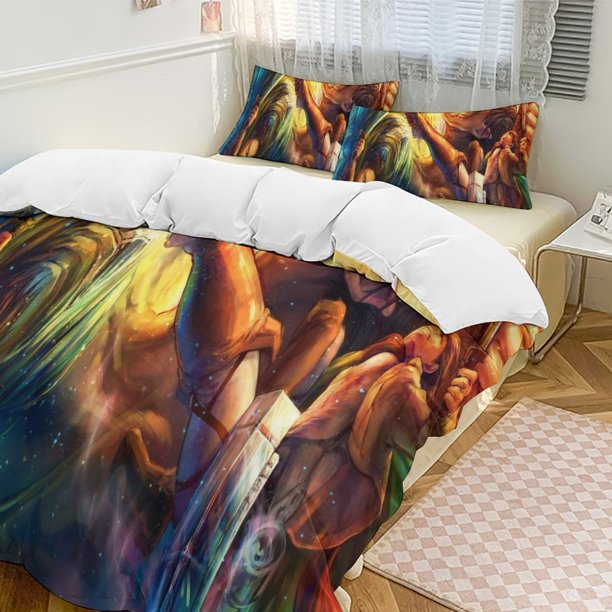 Attack On Titan Quilt Set Thicken Soft 3 Pieces Bedding Set All Season Duvet Cove with 2 Pillowcases for Adult Women Girls Teens Home Room Decor