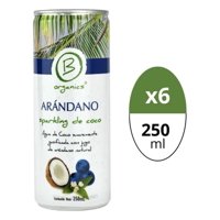 B Organics - Agua De Coco Sparking 6X Arándano 250Ml