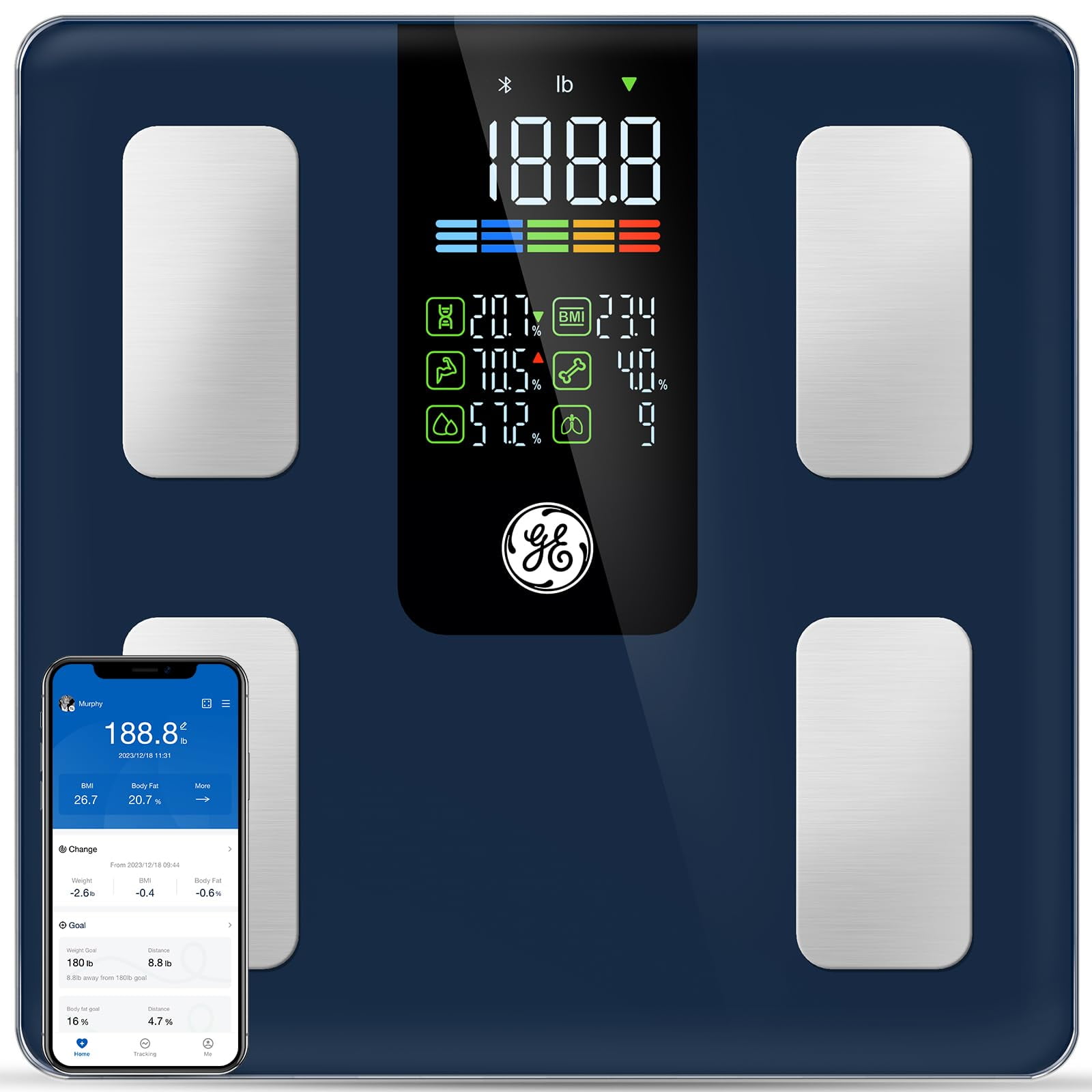 Grasa Corporal Digital Para Baño Smart Scale Ge Fit Plus Ln, 500 Libras