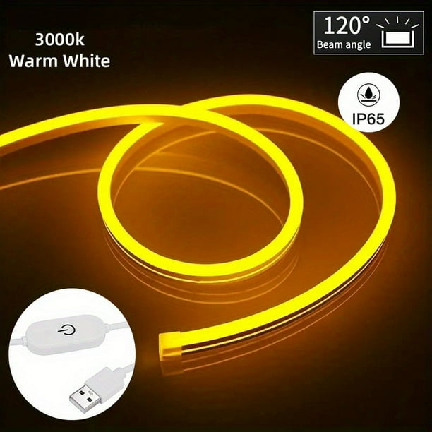 1PC 5V USB Touch Control Neon Lights, Monochrome Light Band,5V Silicone LED Neon Rope Lights Waterproof Flexible LED Neon Lights For Indoor And Outdoor Decoration, (excluding Power Adapter)