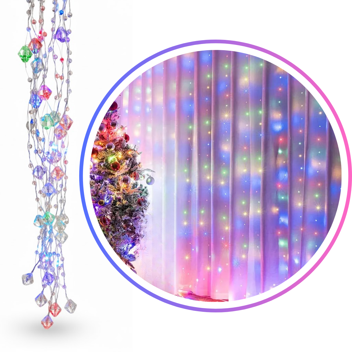 Genérica - Luces Navidad Cascada Multicolor 3mx3m Diamante