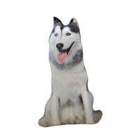 Magideal - Cojín De Perro 3D/Almohada De Cojín De Animal/Almohada De Felpa De Decoración Suave Realista/Muñeco De Peluche De Perro Para Cama Decoración Del Hogar Gris