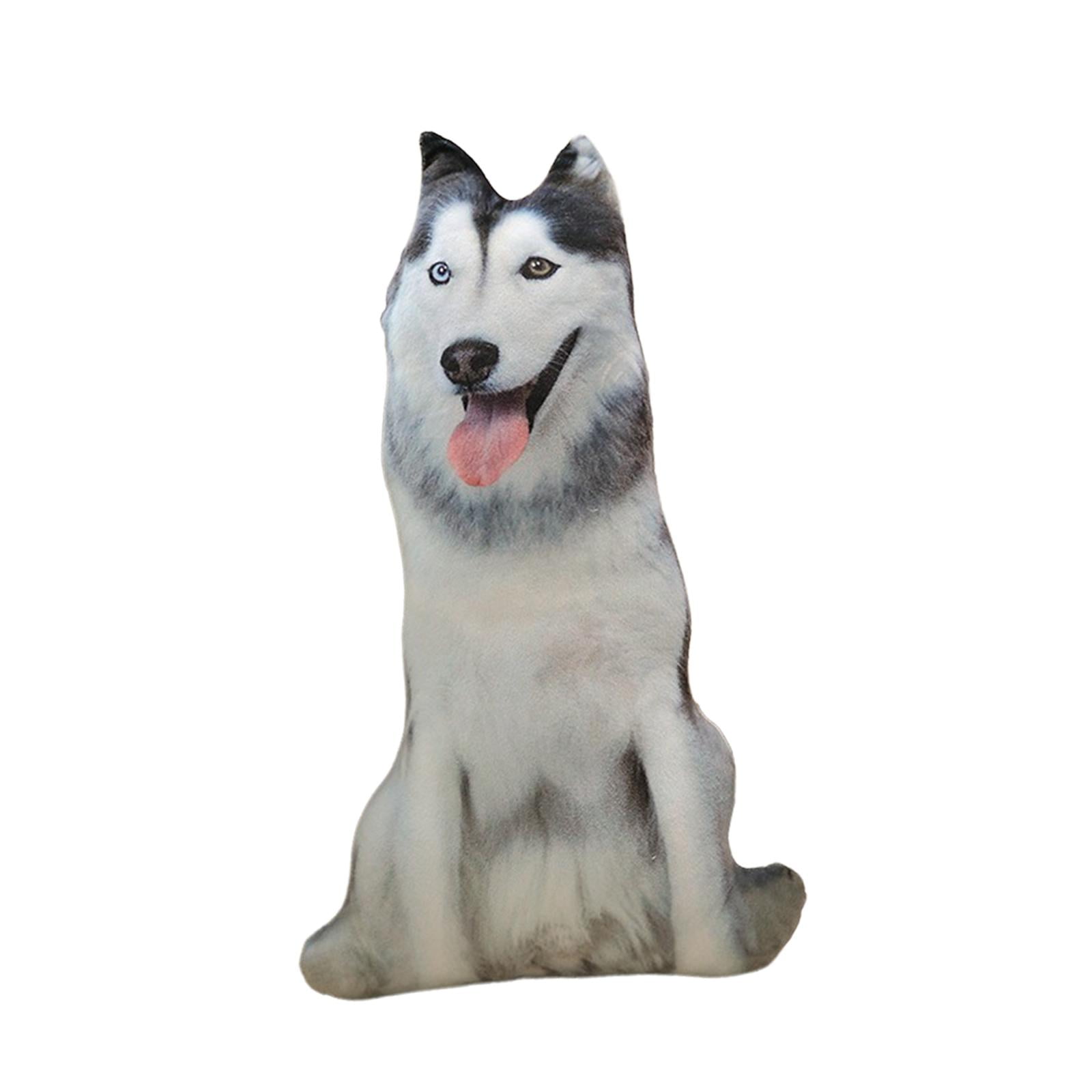 Magideal - Cojín De Perro 3d/almohada De Cojín De Animal/almohada De Felpa De Decoración Suave Realista/muñeco De Peluche De Perro Para Cama Decoración Del Hogar Gris